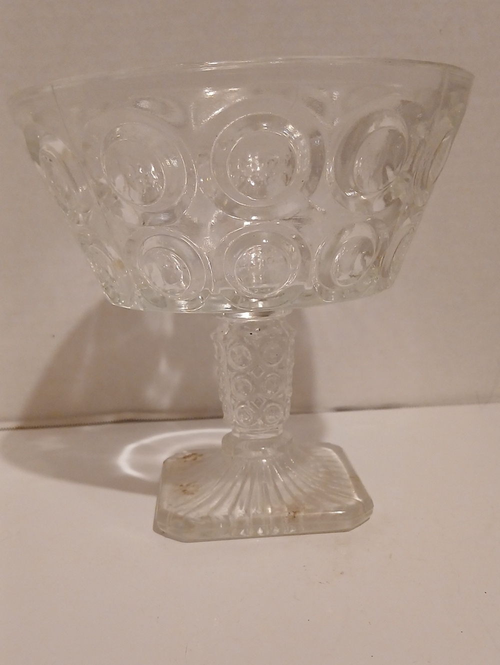 Vintage EAPG Clear Pressed Glass Compote Pedestal Bellaire Goblet Co